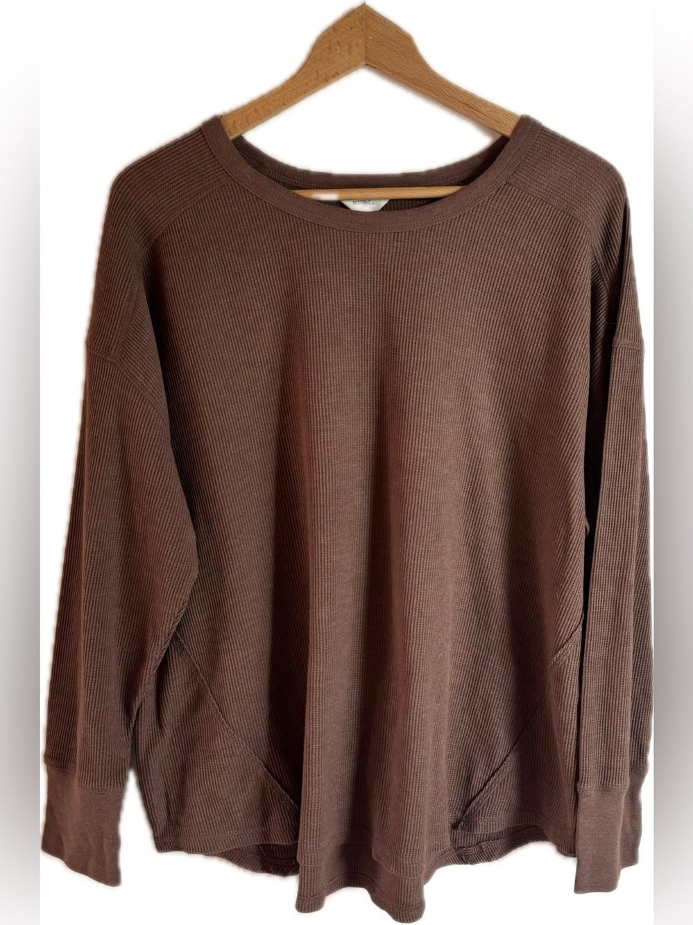 Terra & Sky Waffle Knit Top in Warm Brown